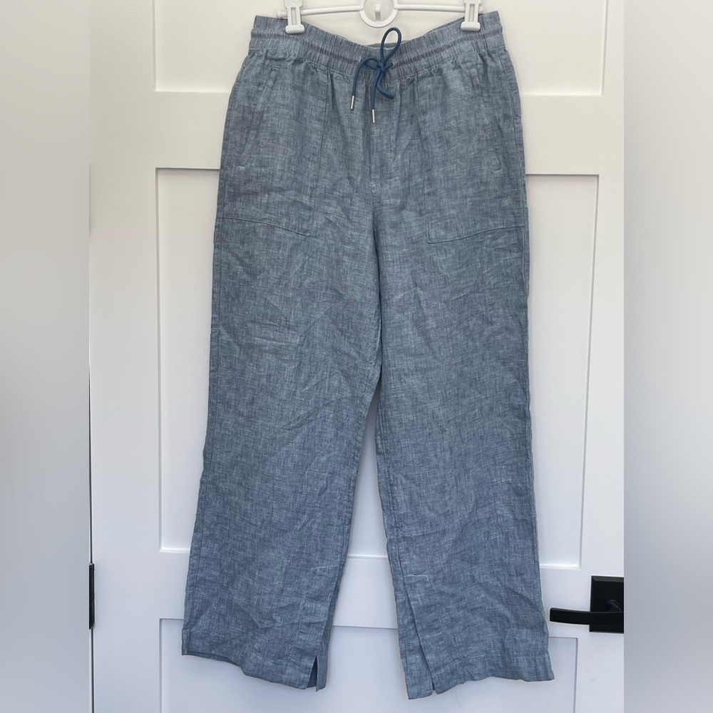Athleta Linen wide leg chambray pants